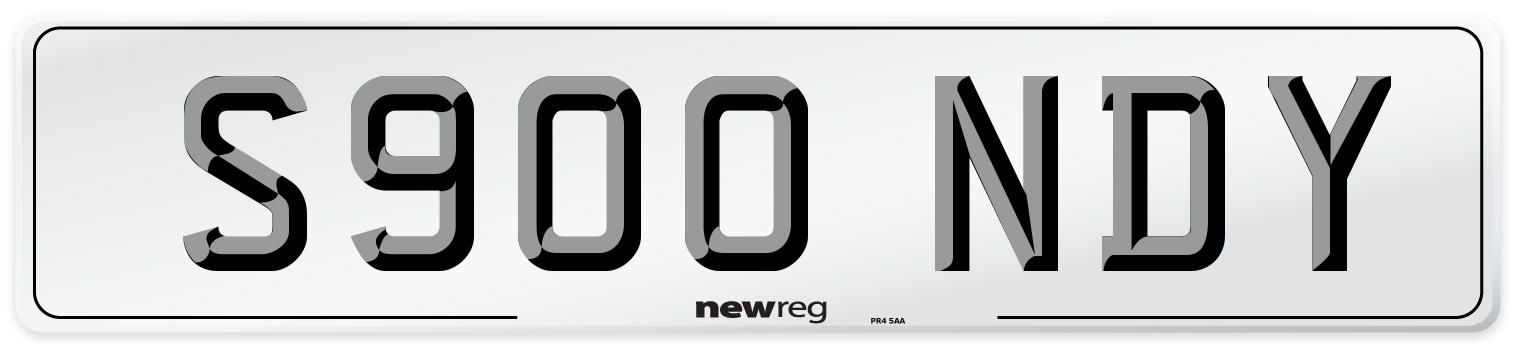 S900 NDY Number Plate from New Reg